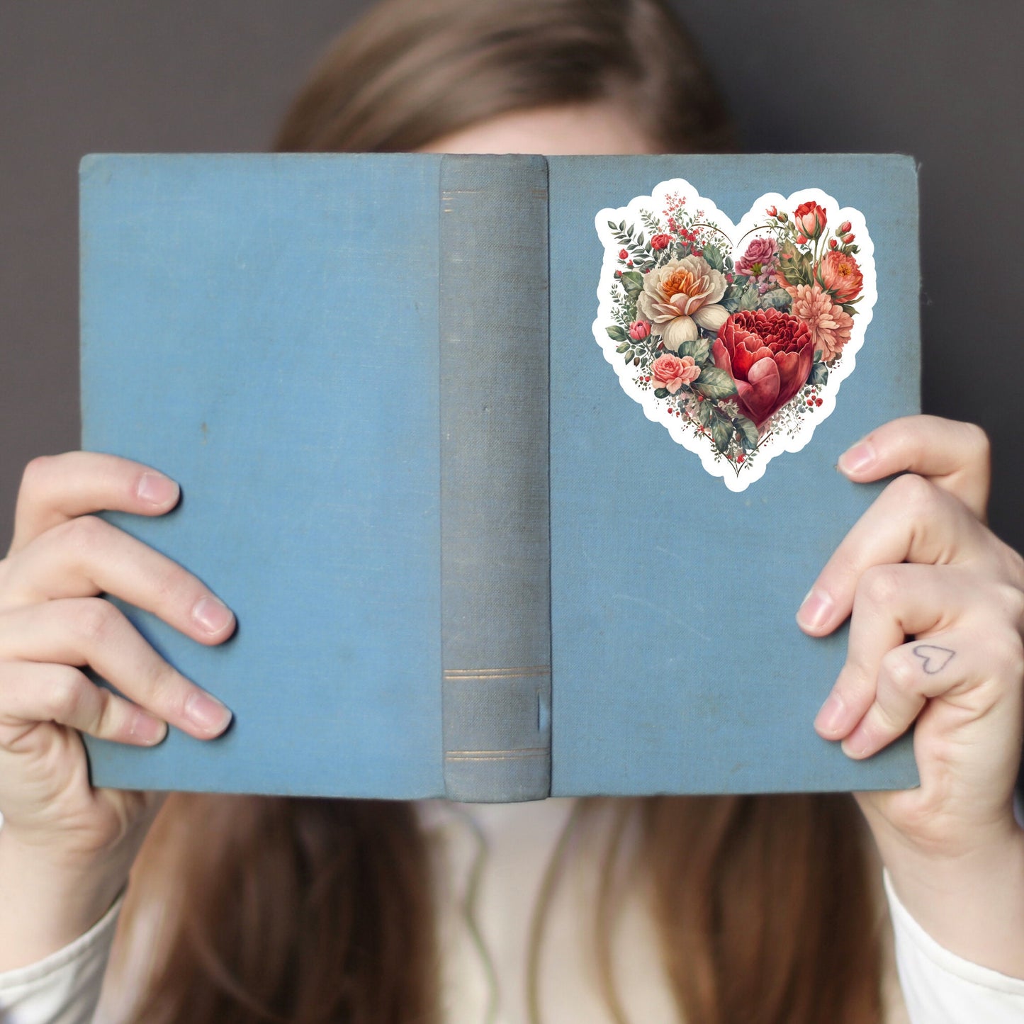 Beautiful Vintage Floral Heart, Waterproof and Dishwasher Safe Handmade cute Vinyl Sticker for gift, planner, book and laptop stickers