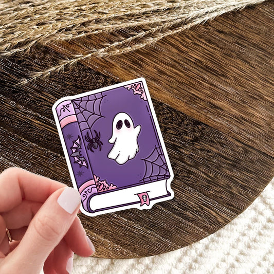 Halloween Book Sticker / Spooky Reader Decal / Witch Aesthetic Gift / October Bookish Vibes / Cute Gothic Present for Her / Ghostly