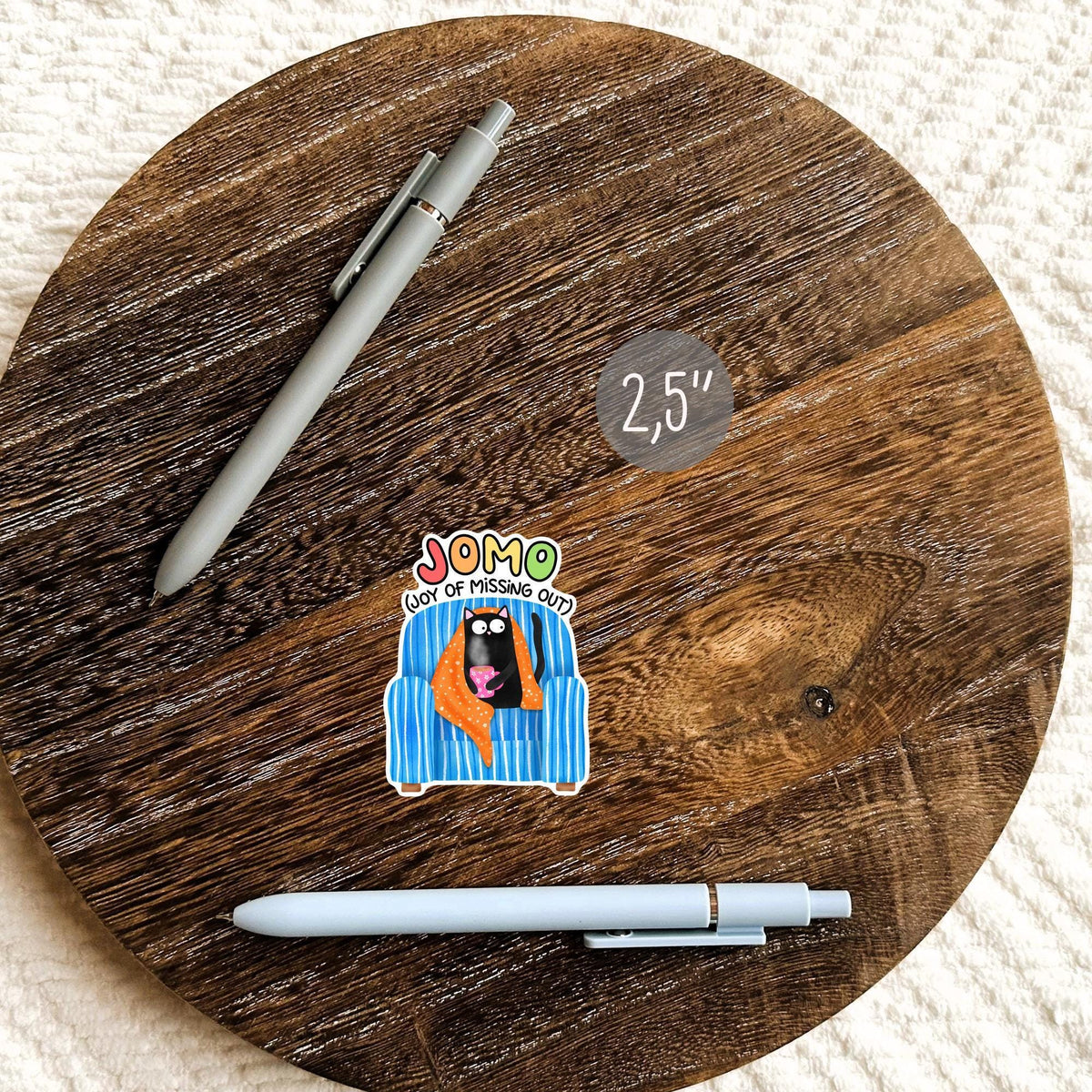 JOMO Sticker / Joy Of Missing Out Gift / Cozy Cat Decal / Introvert Humor / Stay Home Club / Homebody Present Idea / Black Kitty Art