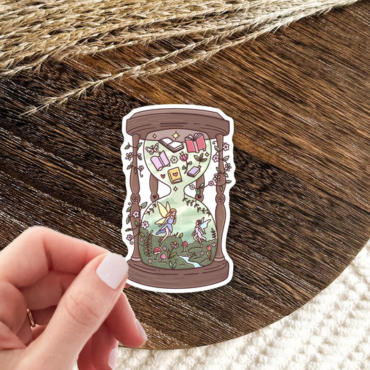 Fairy Tale Hourglass Sticker / Fantasy Reader Gift / Bookish Decal / Magical Time / Book Lover Aesthetic / Dreamy Reading / Whimsical Gift