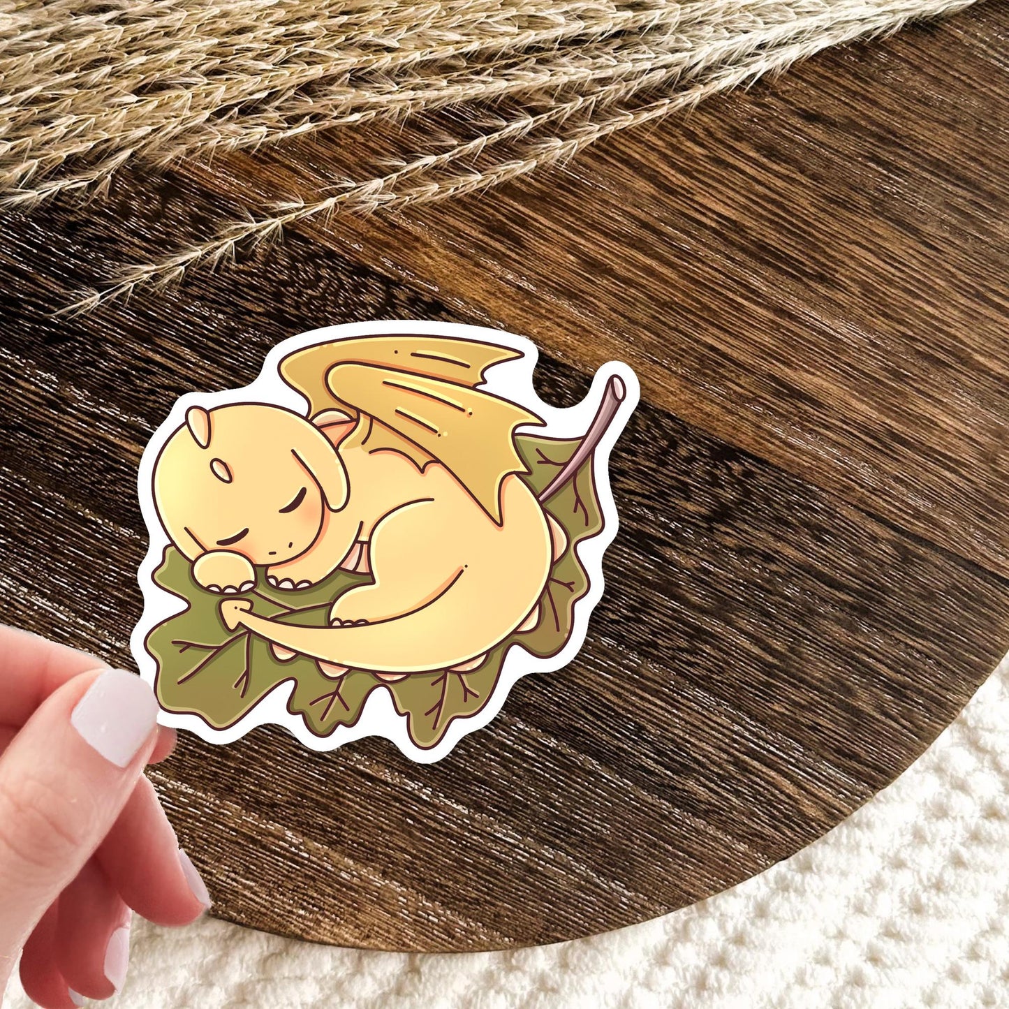 Autumn Yellow Dragon Sticker / Fall Fantasy Gift / Dragon Lover Decal / Cute Bookish Present / Cozy Season Reader / Yellow Fall Aesthetic