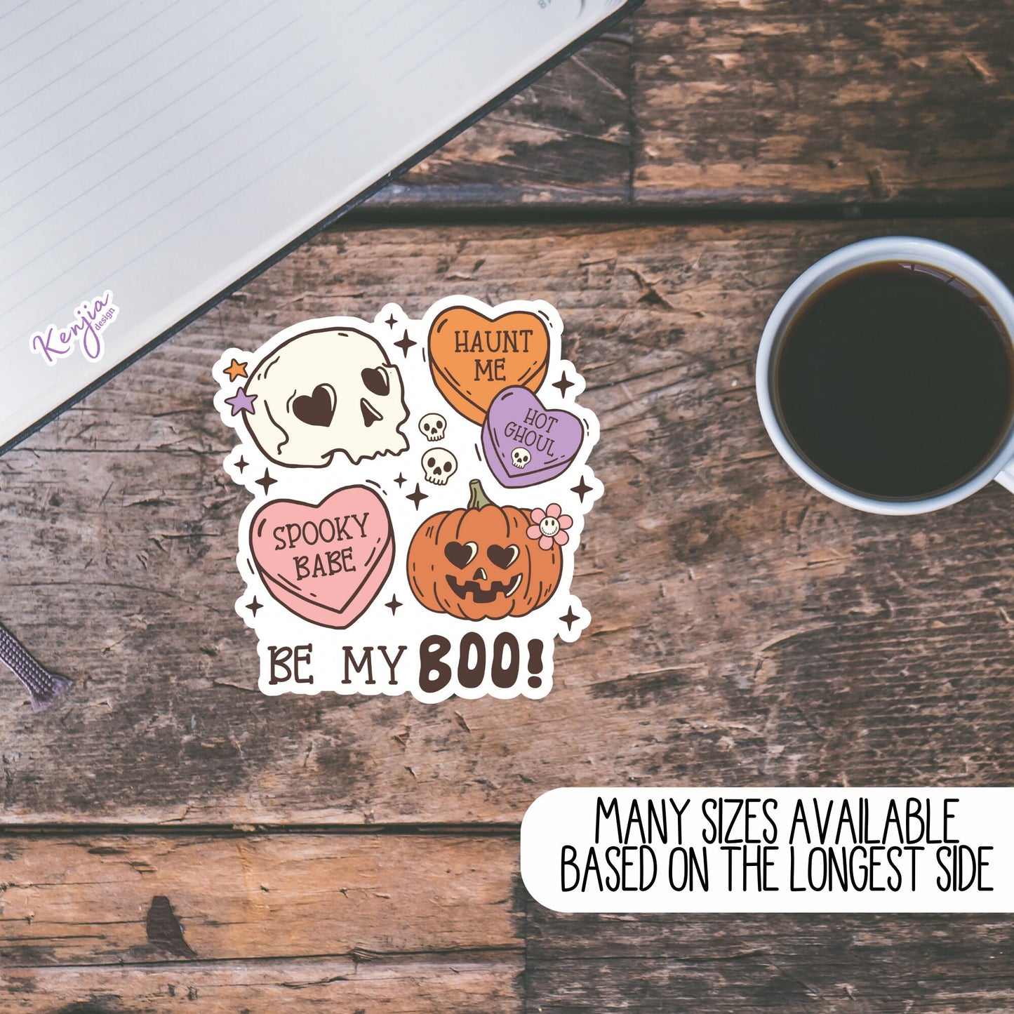 Retro Halloween Valentine Little Candy Heart Halloween Sticker and Magnet, Vinyl stickers, Waterproof stickers for planner, book , laptop