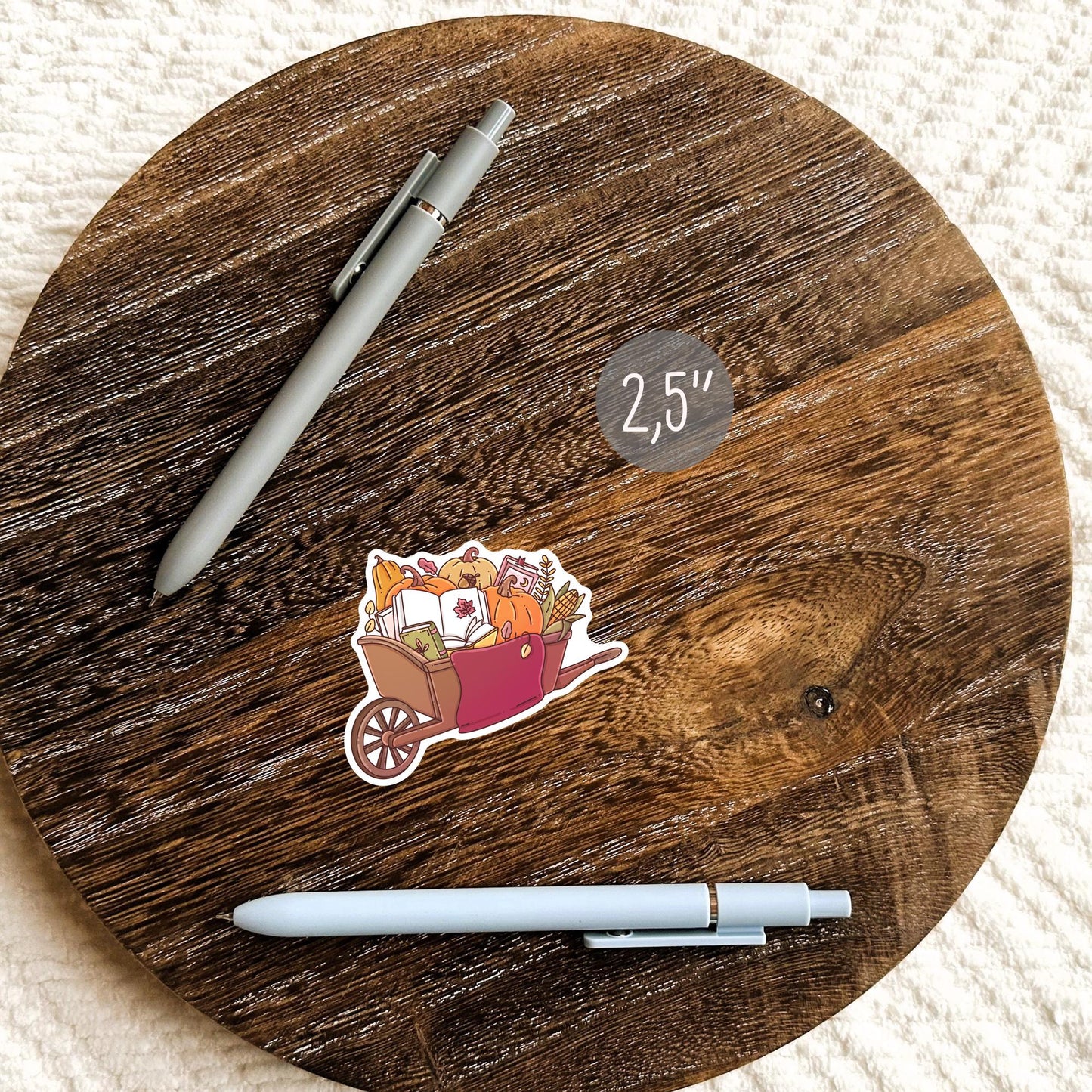 Cute Bookish Autumn sticker on a water bottle, cozy fall vinyl sticker gift for her and harvest season readers