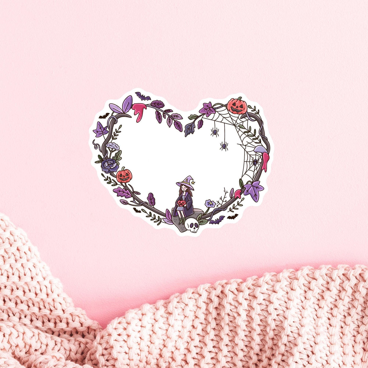 Halloween Witch Heart Sticker / Spooky Season Gift / Witchy Charm Decal / Gothic Love / Dark Aesthetic / Cute and Magical Present for Her