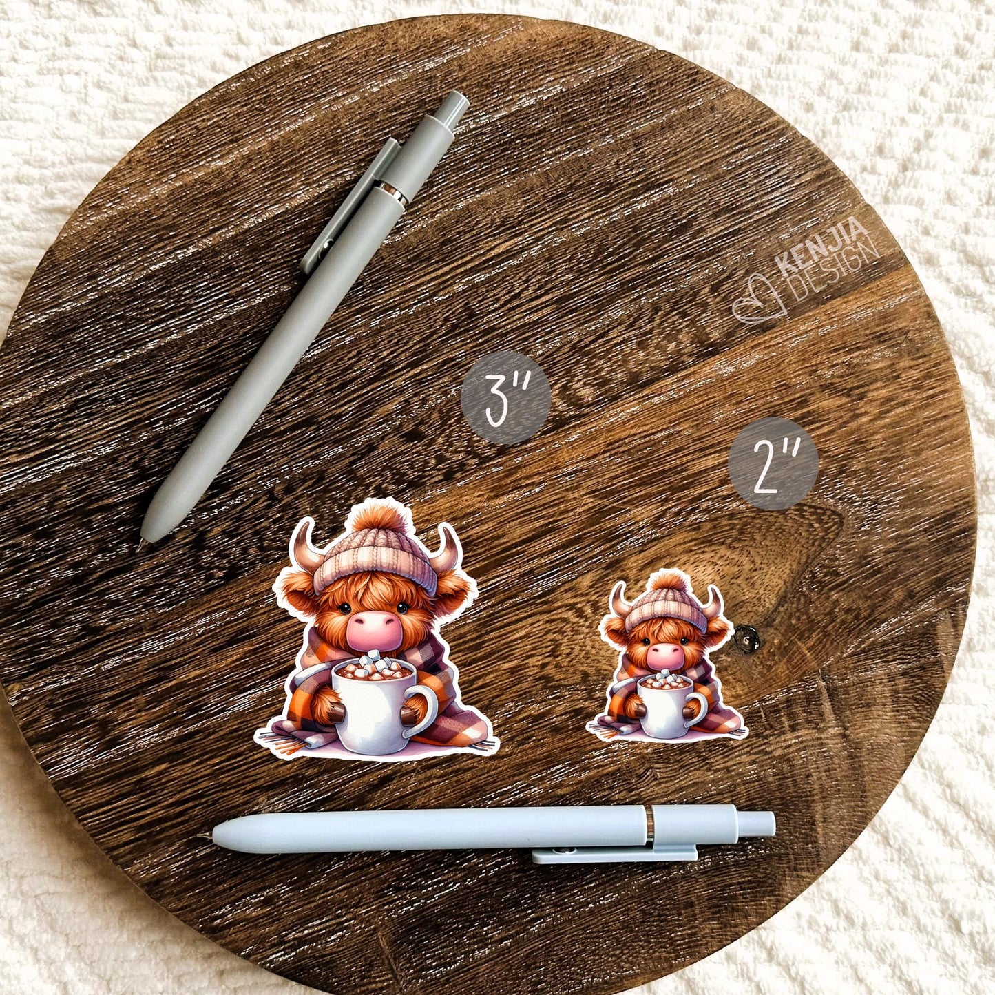 Cute Baby Highland Cow Stickers / Cacoa Farm Animal Lover / Cute Fluffy Calf / Farm Life / Moo Moo Scottish Cow Laptop & Kindle Stickers