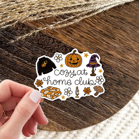 Cozy At Home Club Sticker / Homebody Gift / Cottagecore Aesthetic / Cozy Vibes Decal / Stay Home Gift / Introvert Gift for Her / Hygge Gift