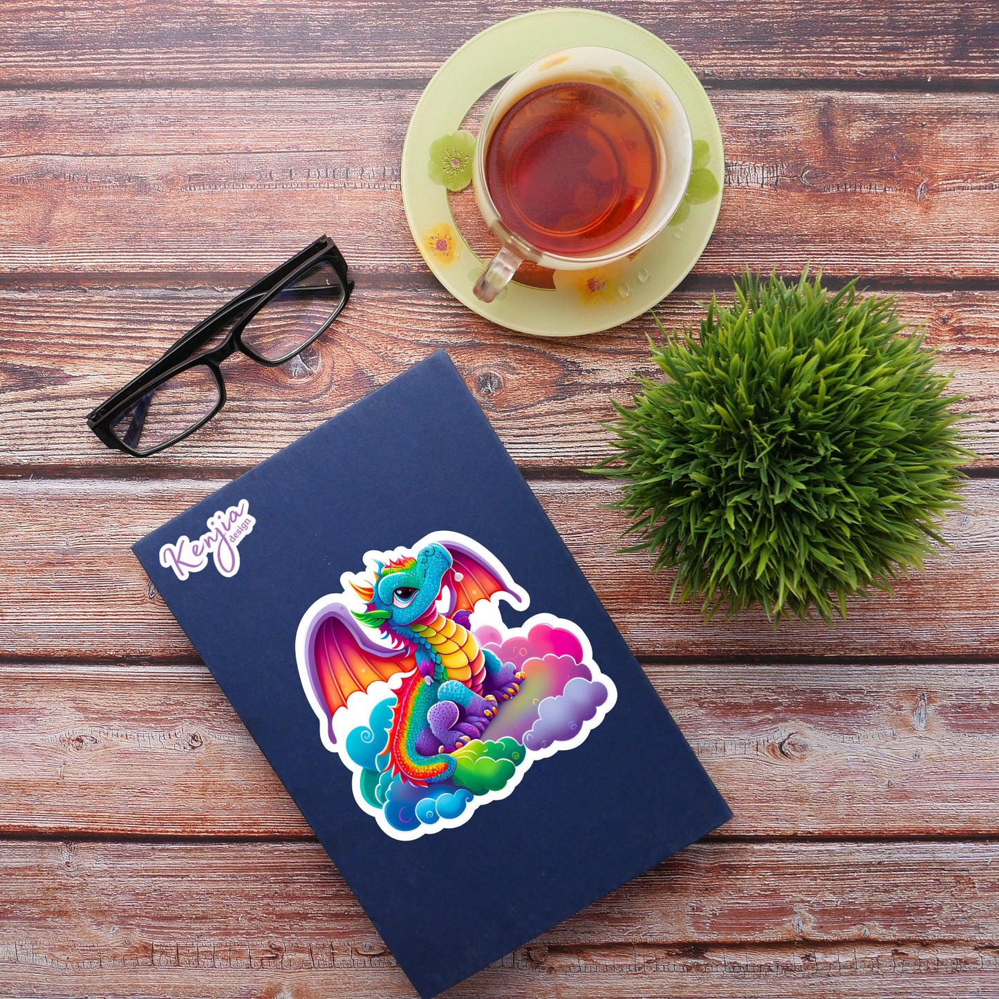 Rainbow Colorful Dragon Stickers, for gift, Waterproof Dishwasher Safe Vinyl stickers for planner, book , laptop stickers