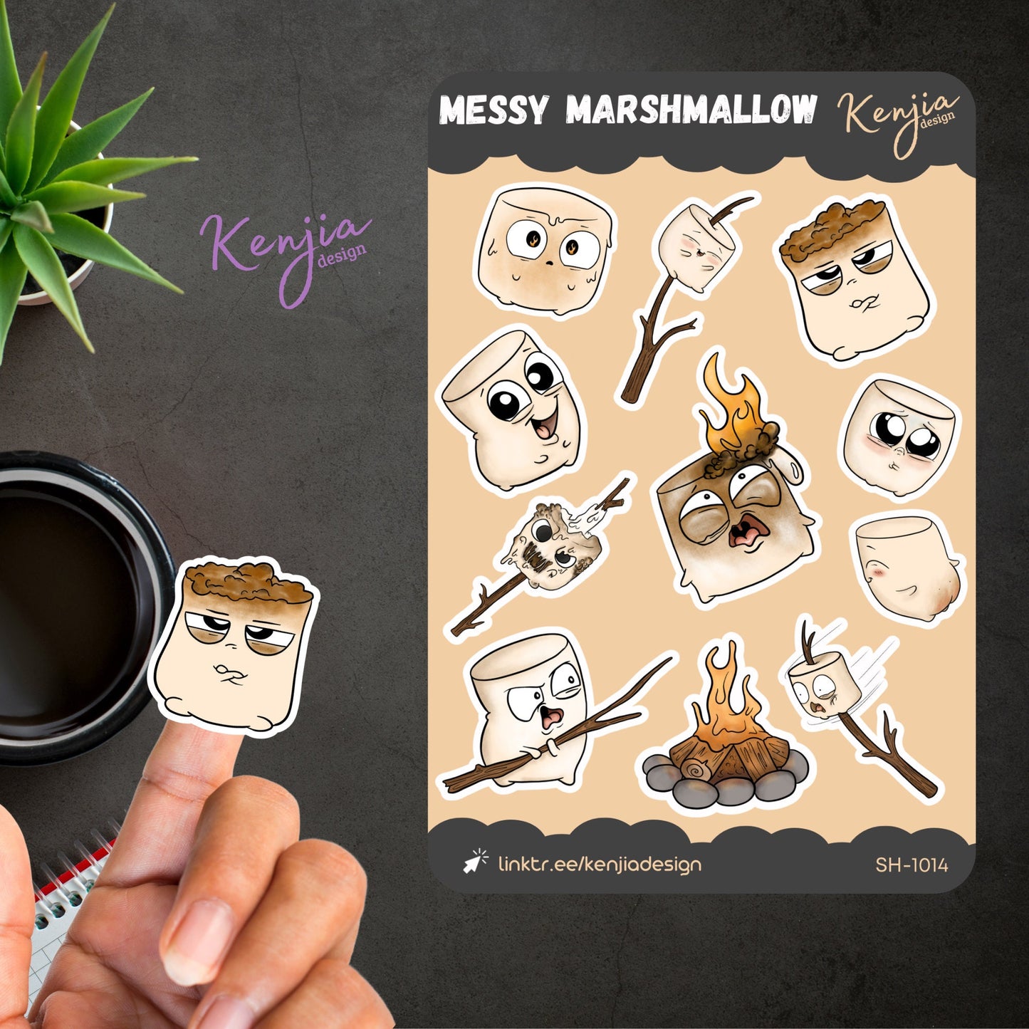 Cute Messy Marshmallow Kawaii Sticker Sheet For Stationary, Planner, Deco, Kindle, Mirror Stickers, journal and journaling stickers