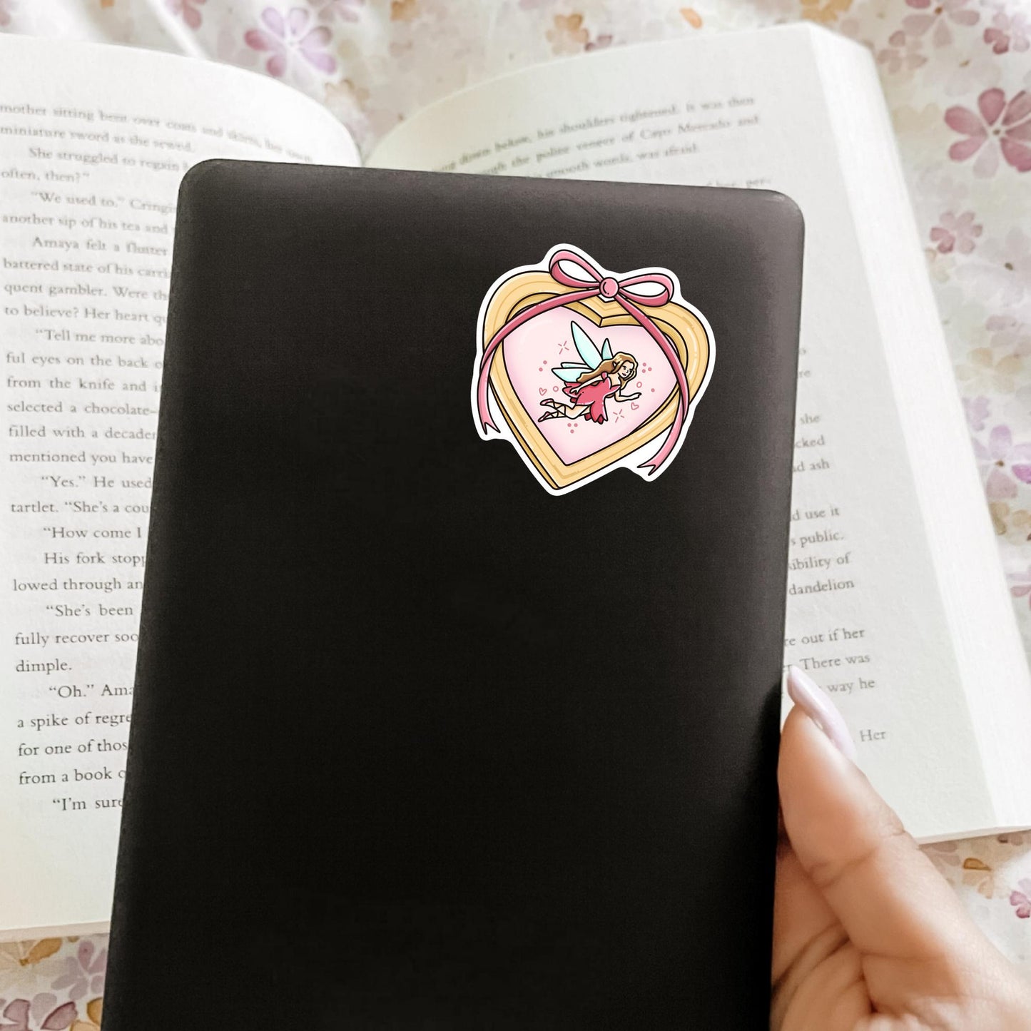 Pink Heart Locket Sticker / Fairy Tale Reader Gift / Fantasy Bookish Decal / Romantic Book Lover