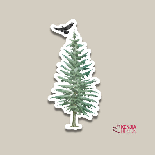 Cute Pine Tree Stickers and Fridge Magnets with black eagle |  Waterproof Sticker for Planner Laptop Water Bottle kindle