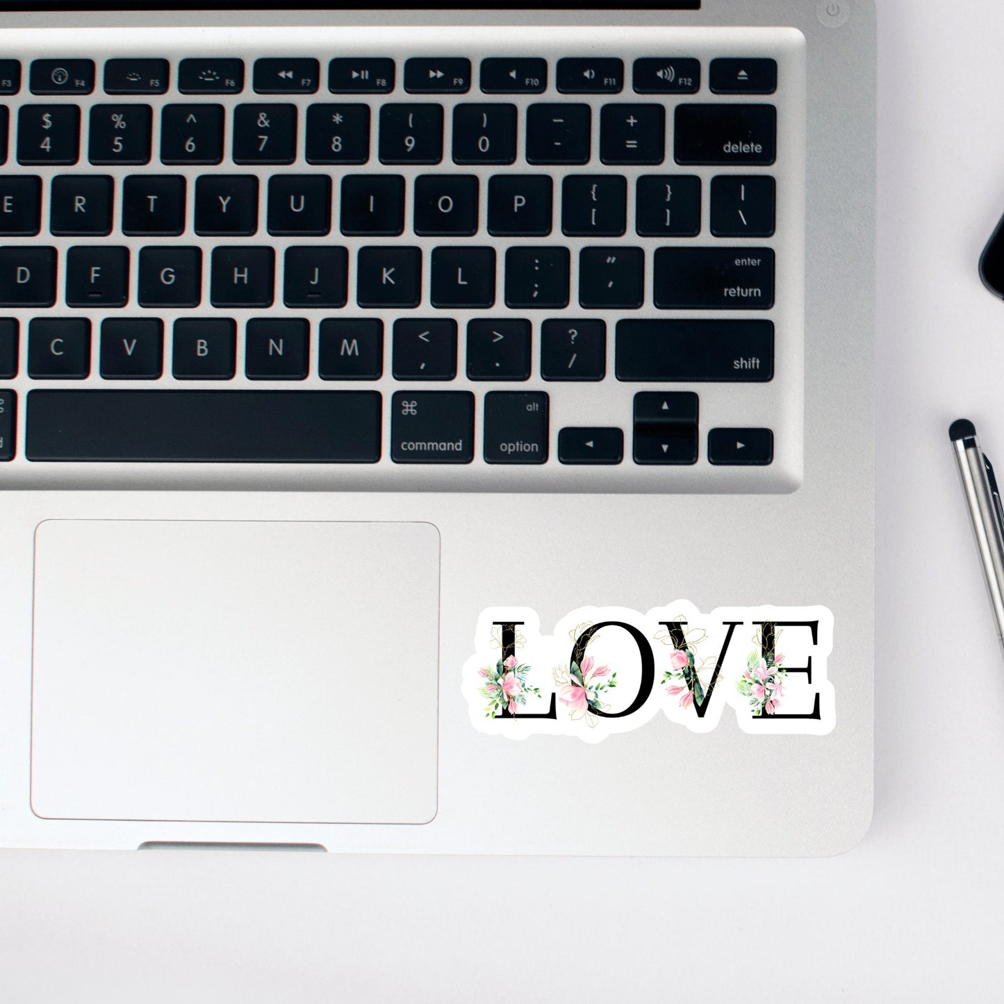 Valentine Love Sticker, Magnolia Floral, Waterproof Dishwasher Safe Handmade cute Vinyl Sticker for gift, planner, book and laptop stickers