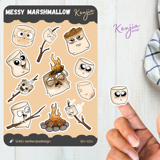 Cute Messy Marshmallow Kawaii Sticker Sheet For Stationary, Planner, Deco, Kindle, Mirror Stickers, journal and journaling stickers
