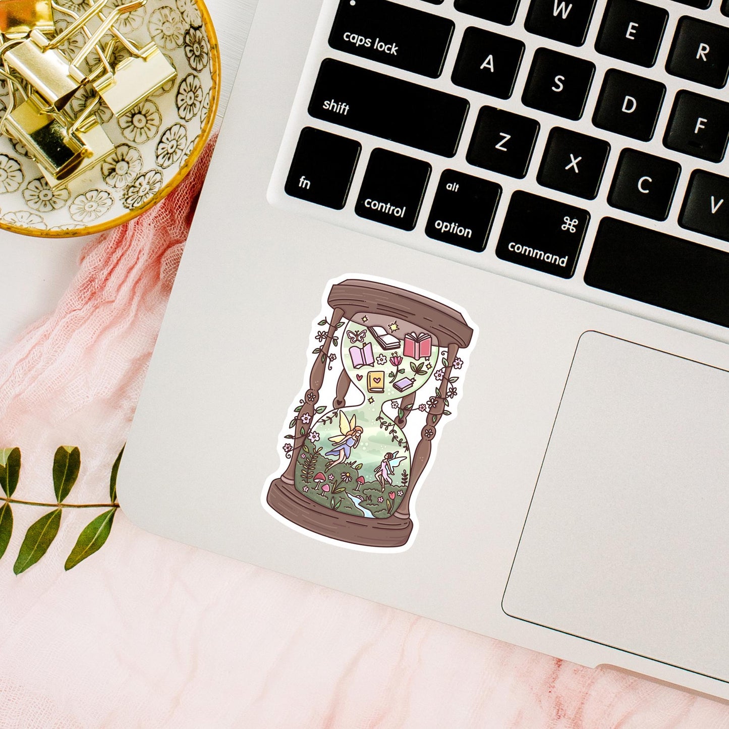 Fairy Tale Hourglass Sticker / Fantasy Reader Gift / Bookish Decal / Magical Time / Book Lover Aesthetic / Dreamy Reading / Whimsical Gift