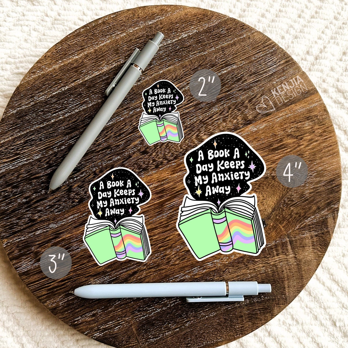 A Book A Day Keeps My Anxiety Away Stickers  / Trendy Bookish Stickers Merch / Book Lover Gifts / Introvert Kindle Stickers