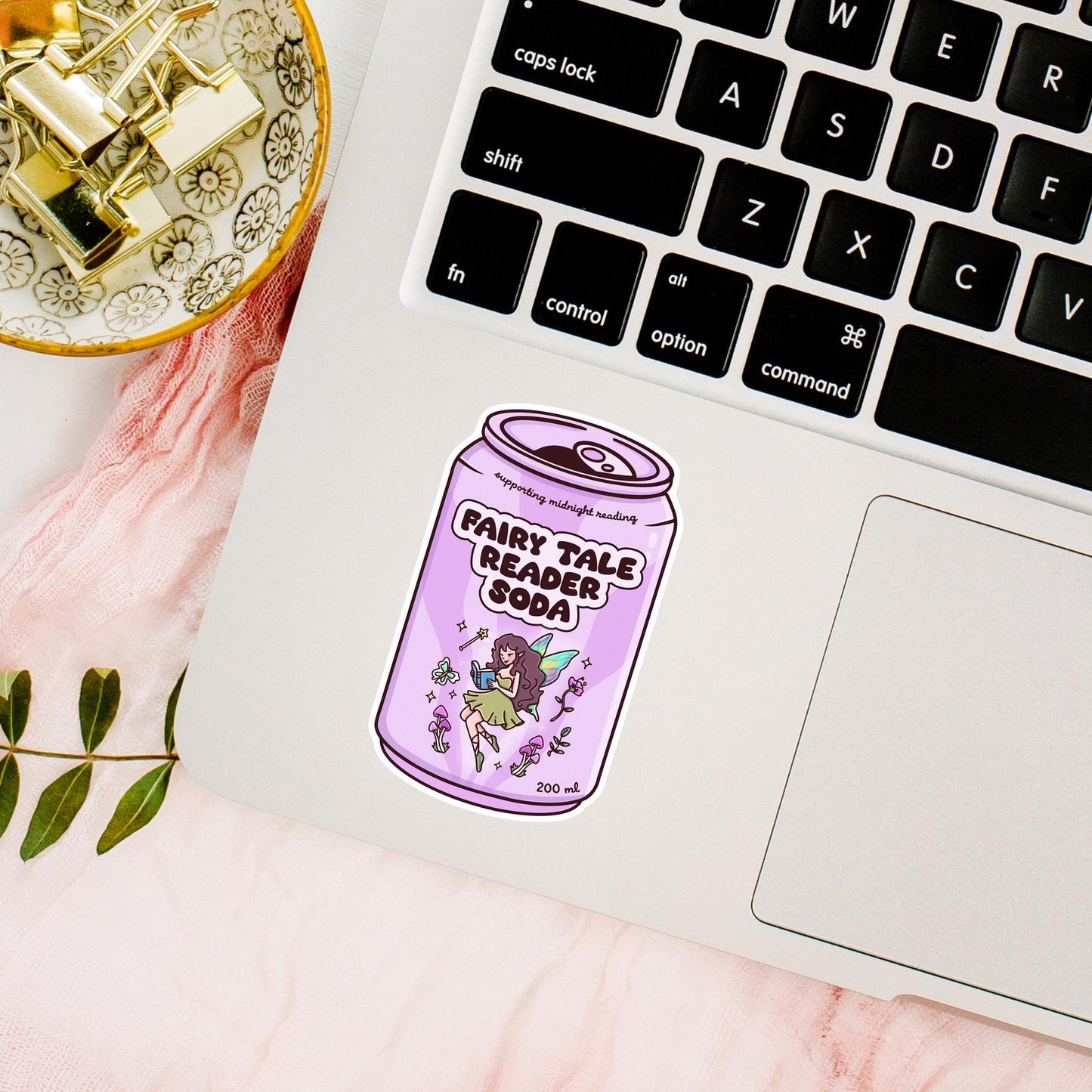Fairy Tale Reader Soda Sticker / Fantasy Bookish Gift / Magical Girlie Decal / Book Lover Aesthetic / Dreamy Reading / Whimsical Present