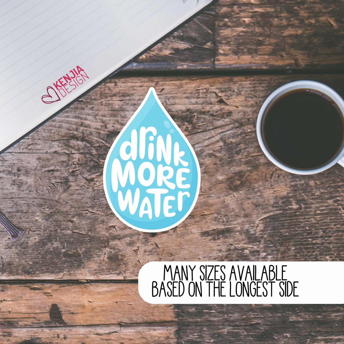 Drink More Water Sticker, Funny Hydration Reminder, Water Bottle, Laptop