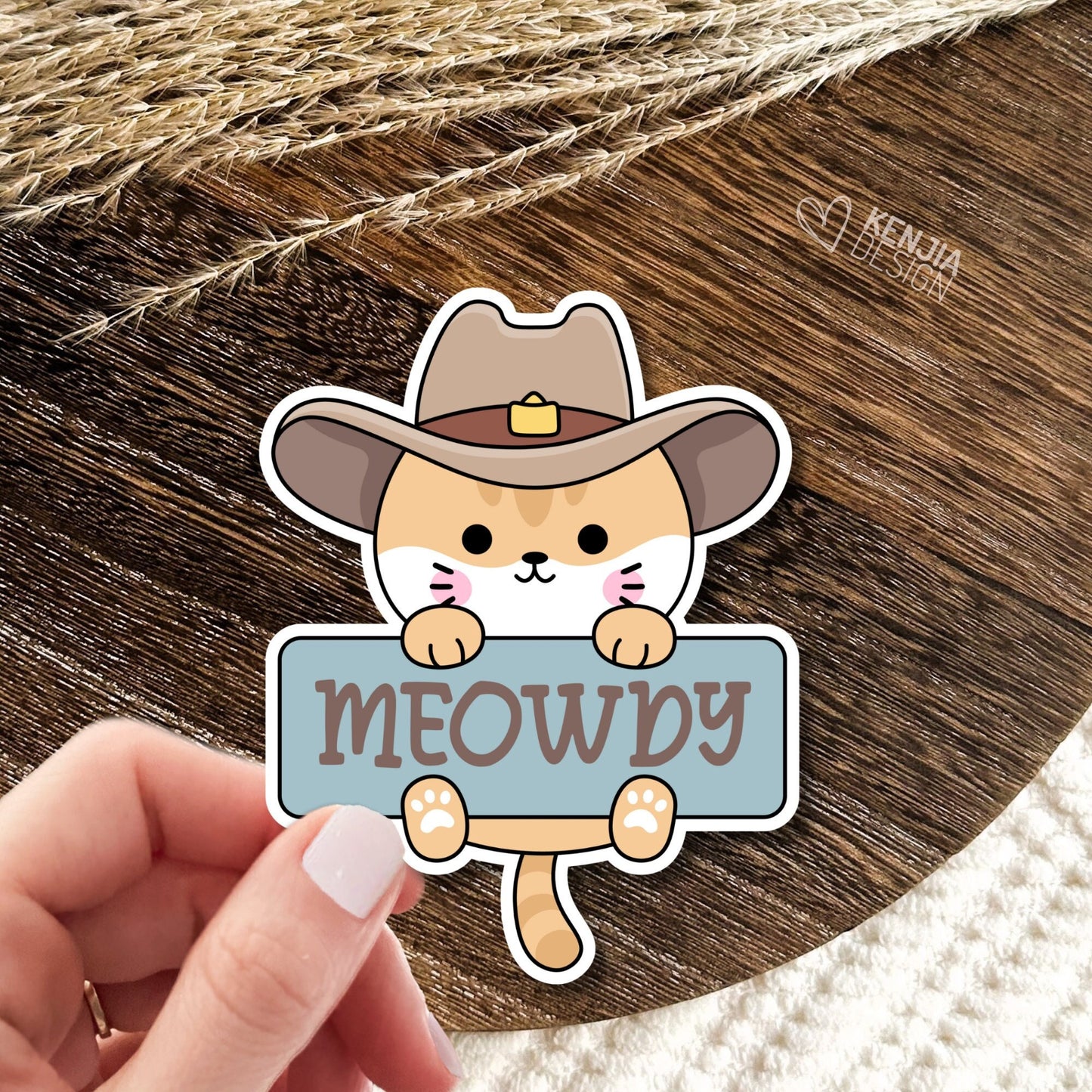 Meowdy Western Cowboy Cat Stickers and Fridge Magnets, Country Cat Stickers, Cowboy Stickers for Laptop, Water bottle Waterproof Stickers