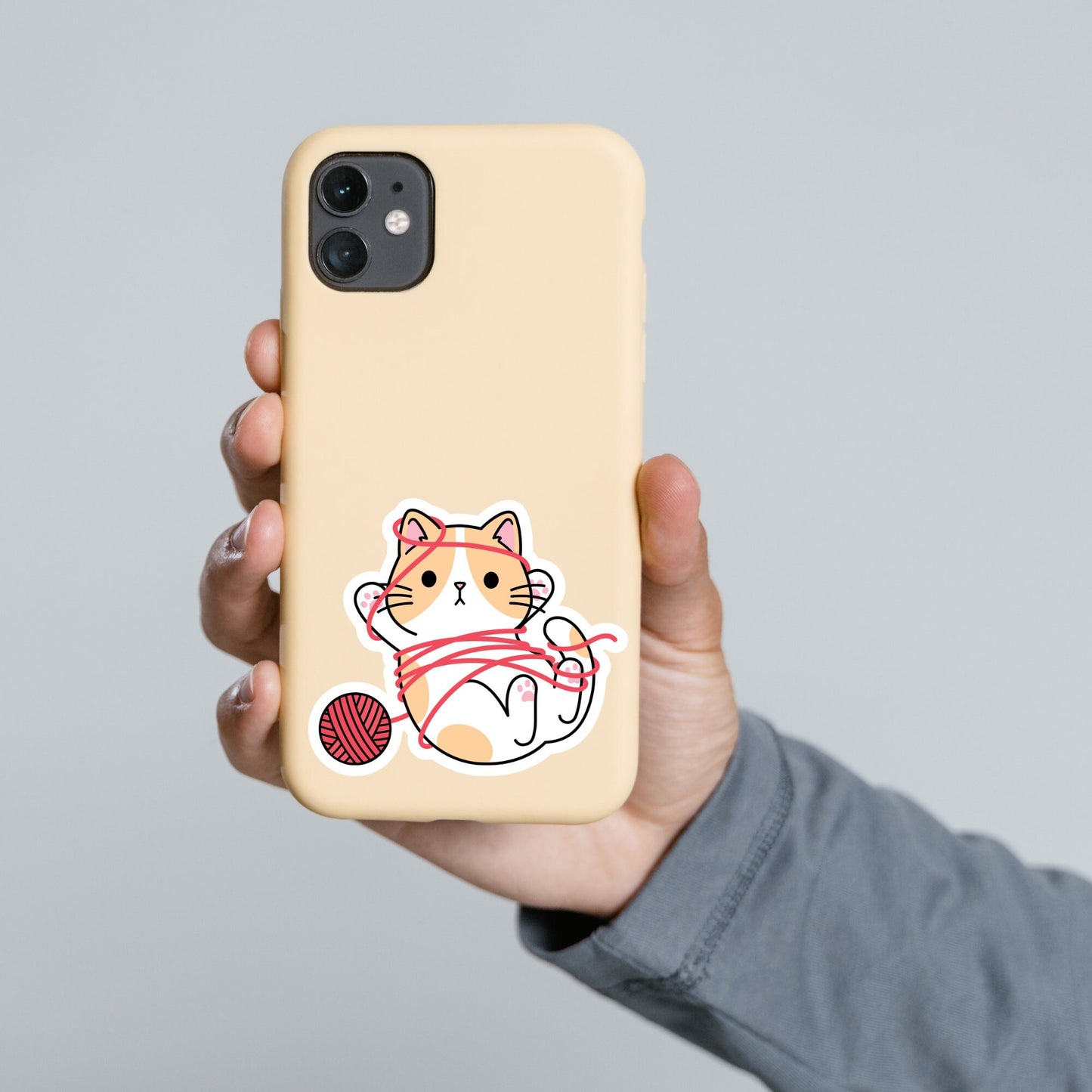 Cute Kawaii Cat Sticker, Cute Girly, Waterproof and Dishwasher Safe Handmade Vinyl Sticker for gift, planner, book and laptop stickers