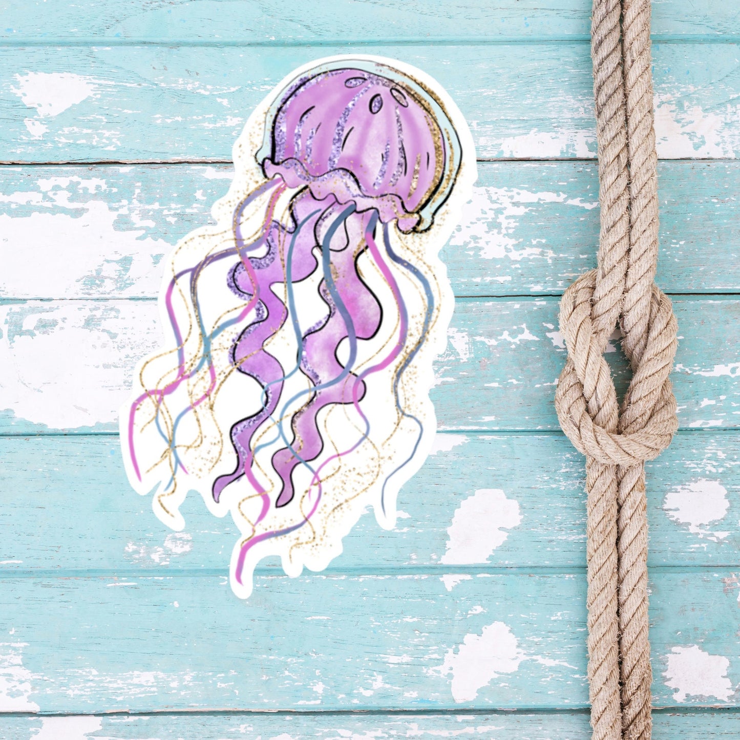 Cute Jellyfish Sticker, Girly sticker, Waterproof and Dishwasher Safe Handmade cute Vinyl Sticker for gift, planner, book, laptop stickers