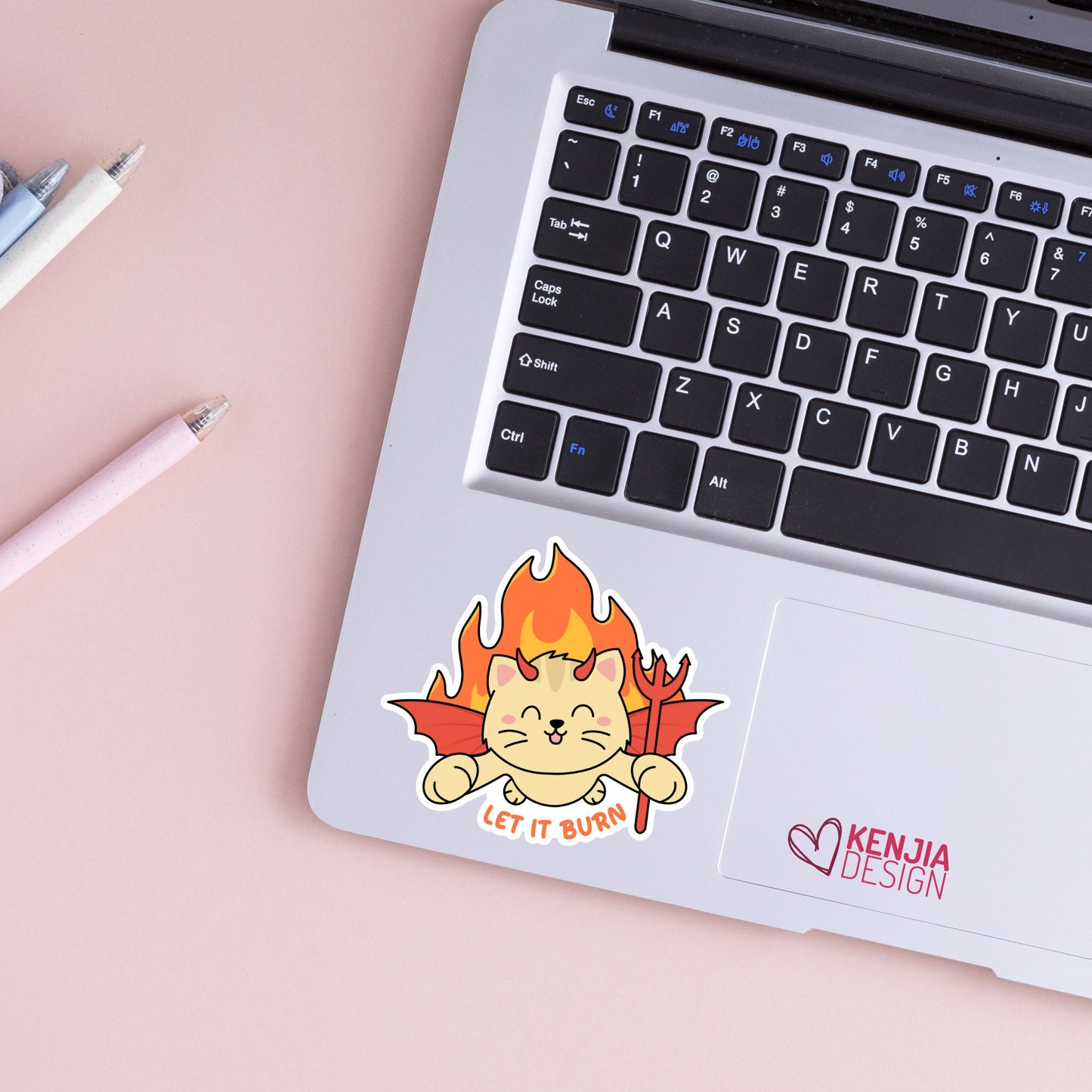 Let It Burn Arson Cat Stickers  Cute Kawaii Cat Demon, Funny Animal, Self Love Let Go Sticker, Trendy Stickers