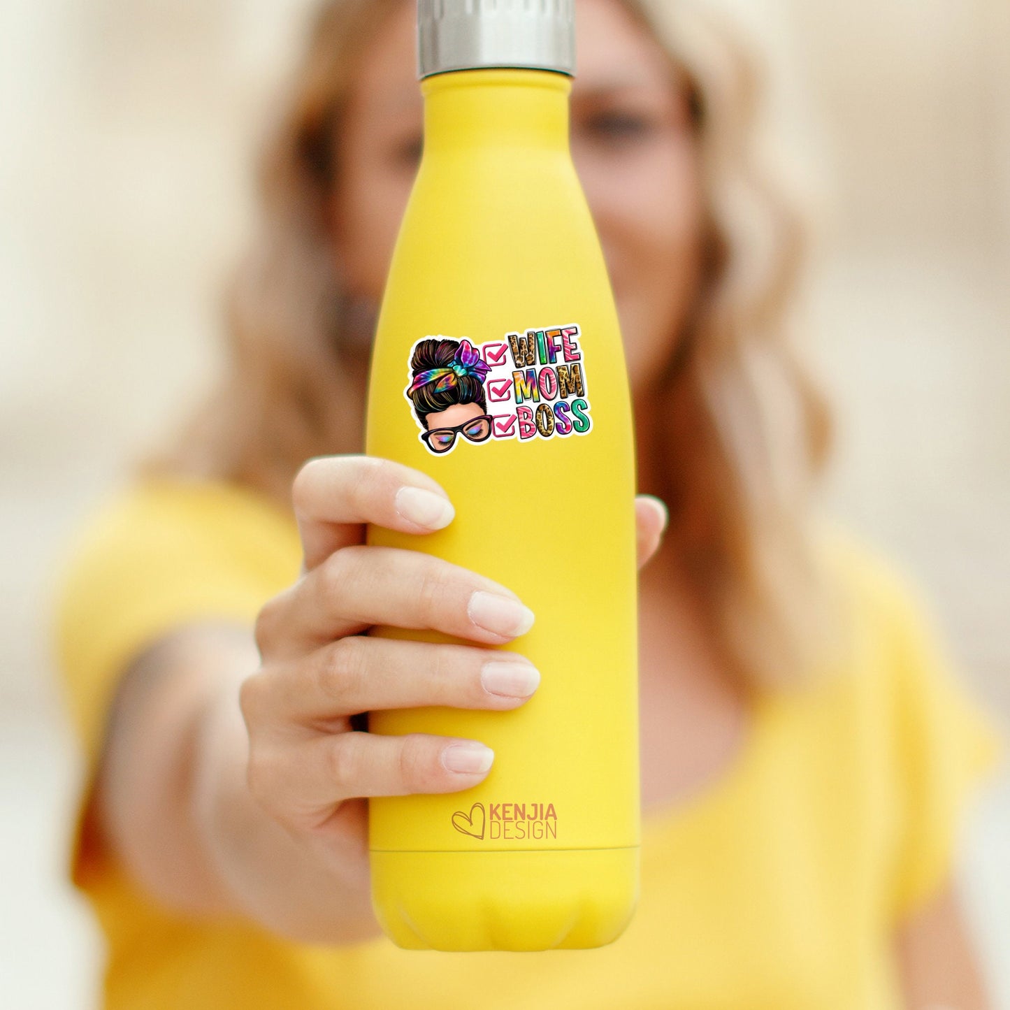 Wife Mom Boss Stickers  / Messy Bun / Western Mother's Day Gifts / Mama Funny Quote /  Mom Life / Motherhood Stickers