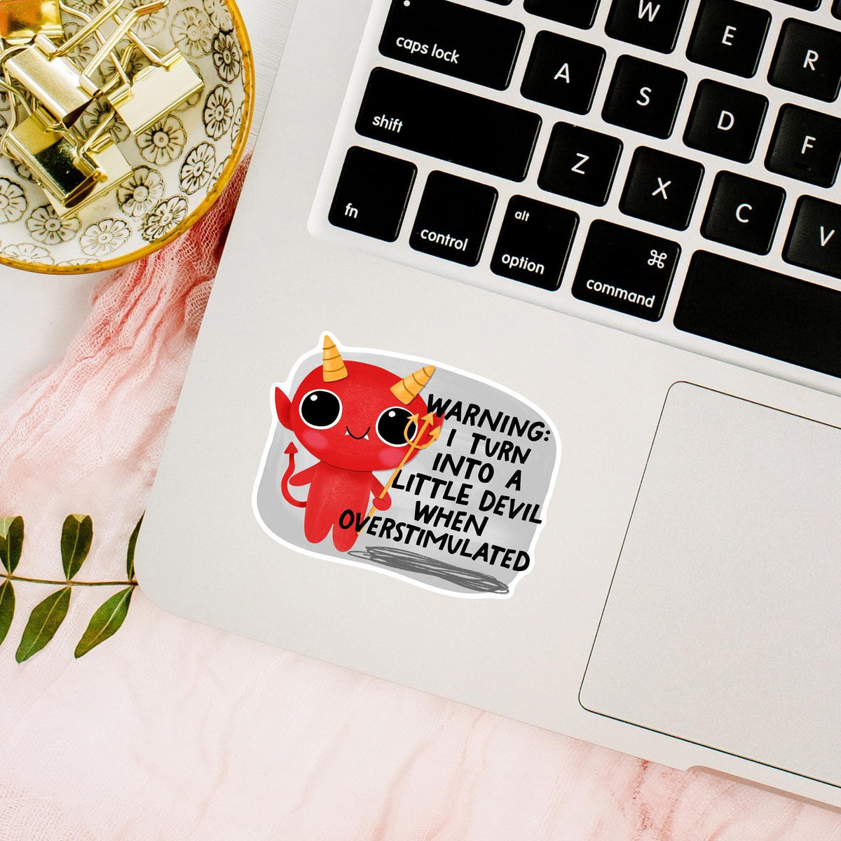 Little Devil Overstimulated Sticker / Funny Mental Health Gift / Cute Demon Decal / Sensory Overload Humor / Neurodivergent Present