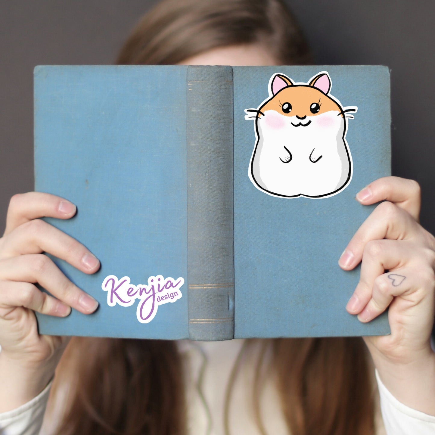 Cute handmade Happy Kawaii Hamster Sticker and Magnet with hand draw effect, Waterproof Sticker for gift, planner, book, laptop stickers