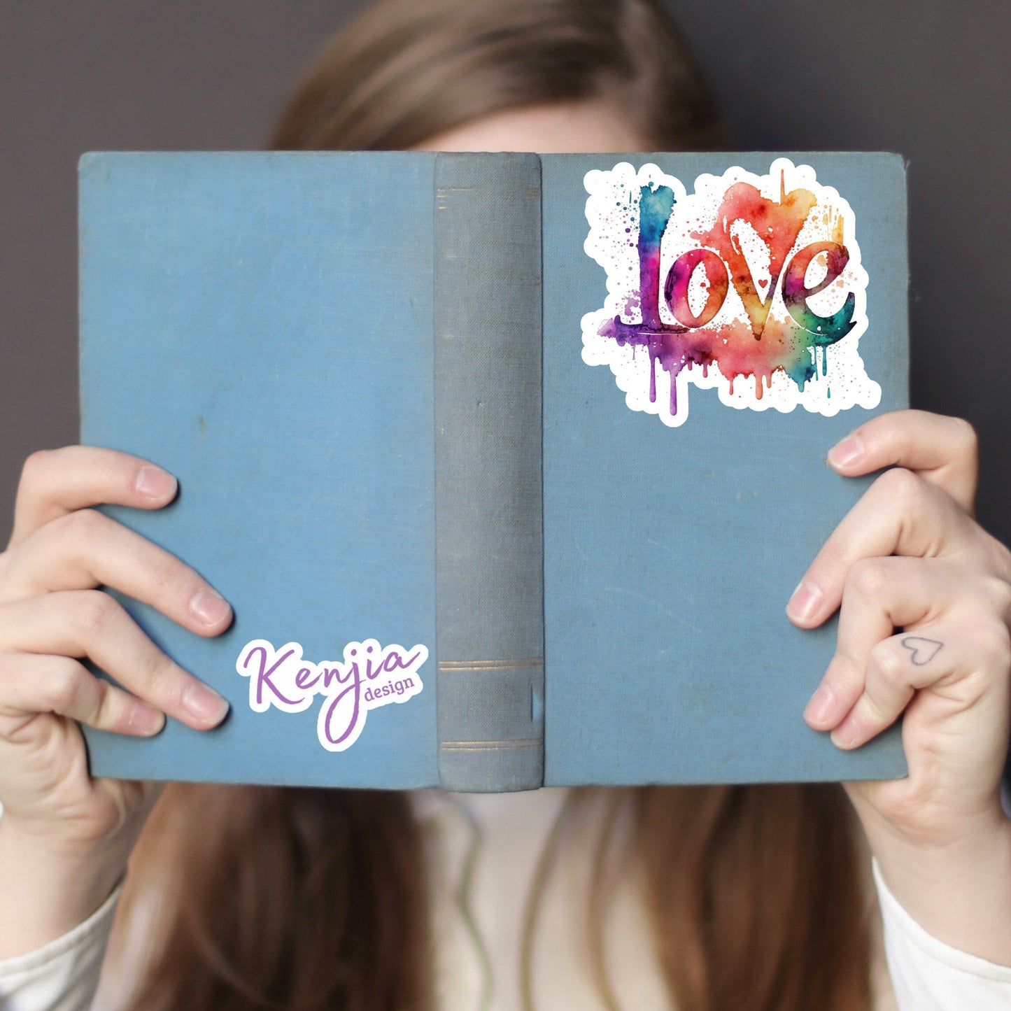 Cute handmade Love Sticker and Magnet with watercolor effect, Waterproof Vinyl Sticker for gift, planner, book, laptop stickers