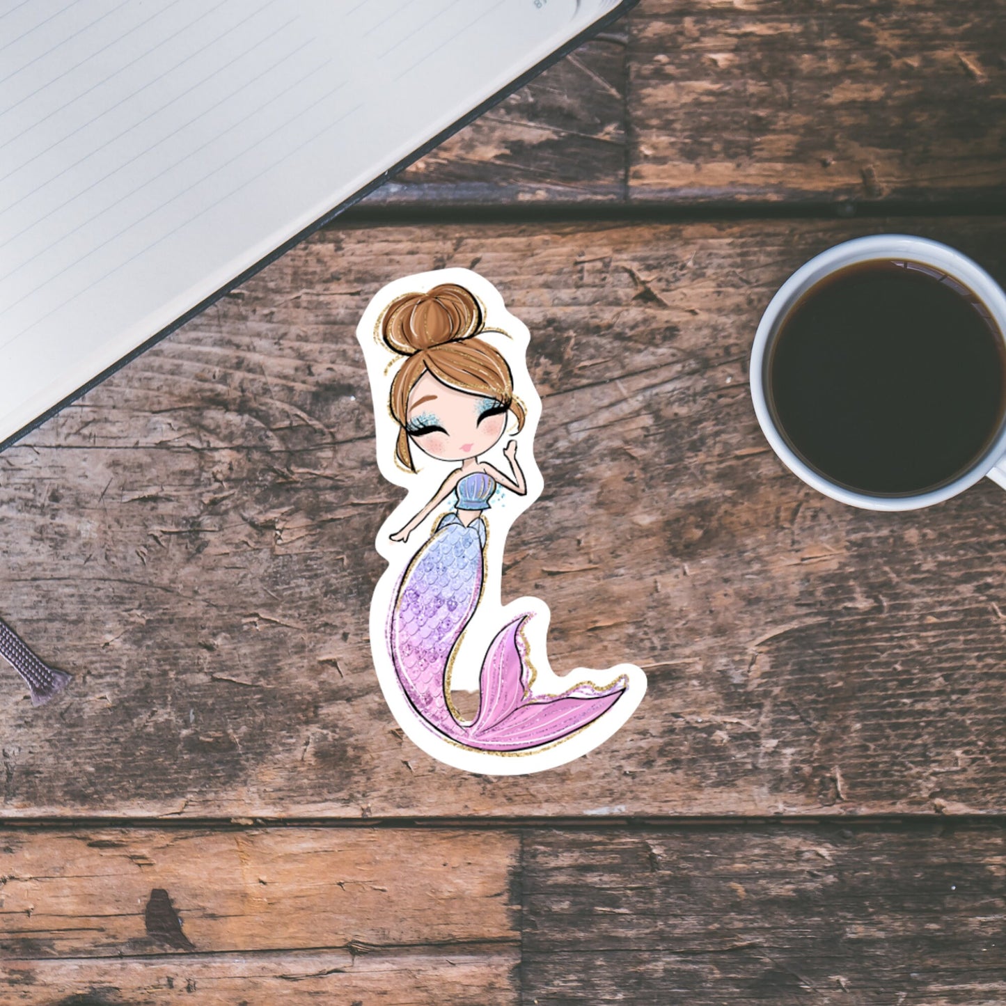 Mermaid Sticker Red Hair Waterproof and Dishwasher Safe Handmade cute Vinyl Sticker for gift, planner, book and laptop stickers