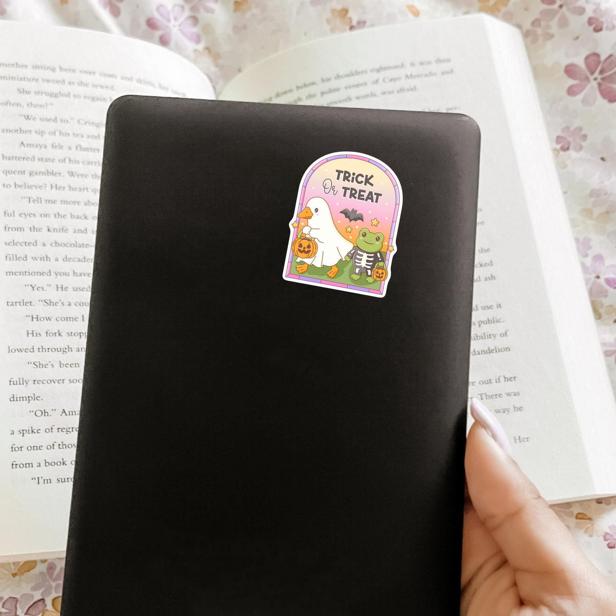 Halloween Goose Sticker / Trick Or Treat Gift / Cute Frog Skeleton Decal / Spooky Season Kawaii Animals / Ghost Costume Pumpkin Lover