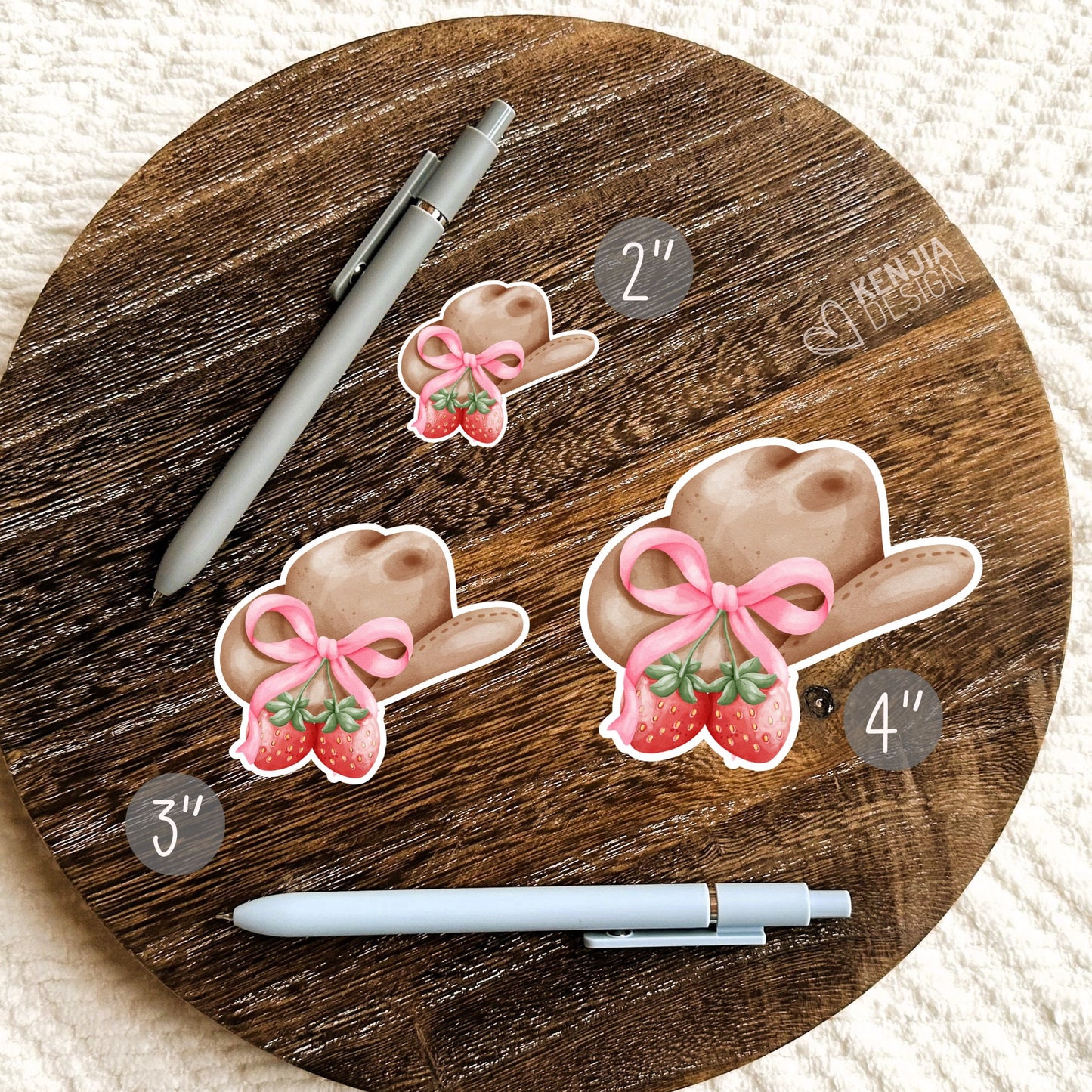 Coquette Aesthetic Cowgirl Stickers  / Western Sticker / Cowgirl Hat / Cute Pink Strawberry Bow Ribbon / Girl Gifts / Cowboys Lover