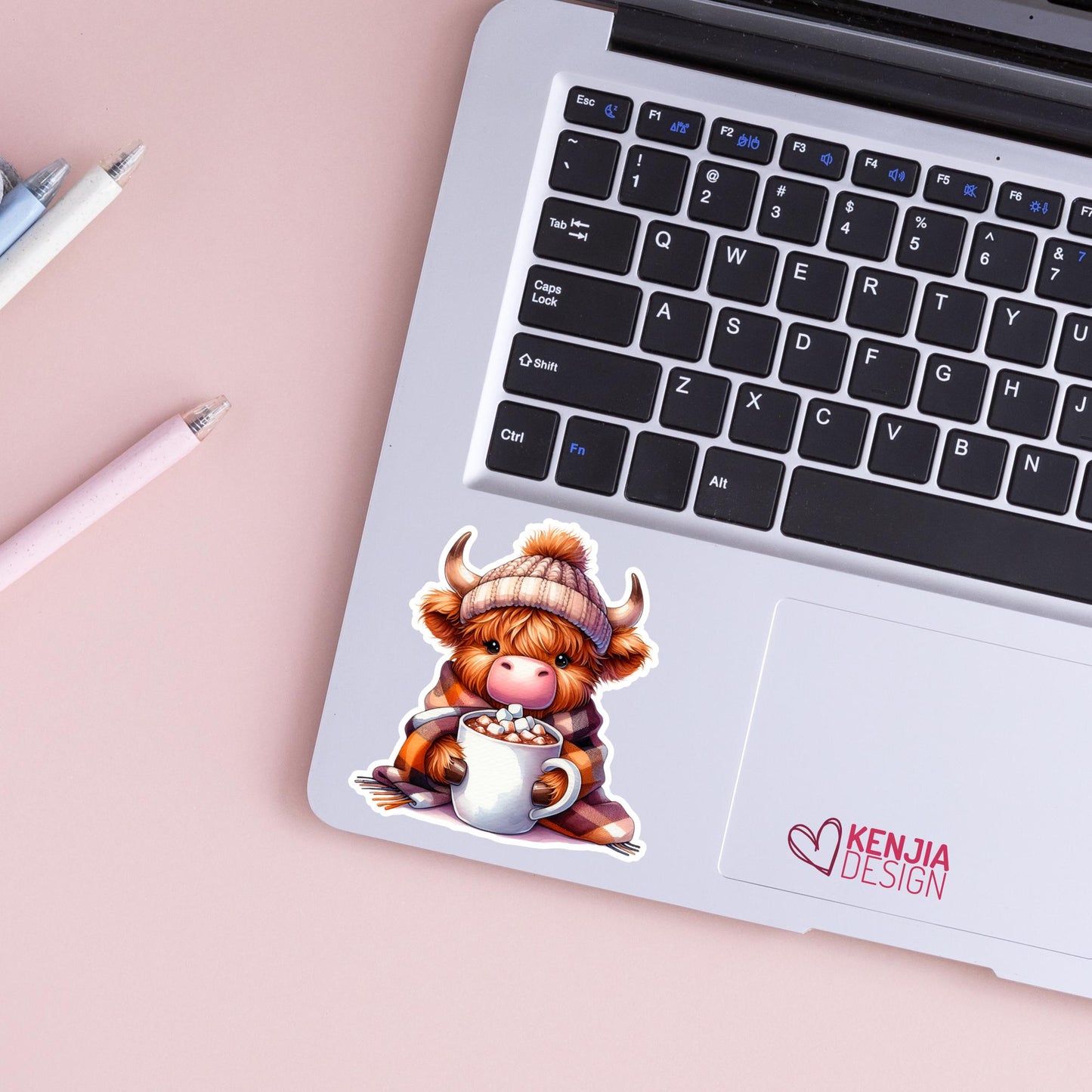 Cute Baby Highland Cow Stickers / Cacoa Farm Animal Lover / Cute Fluffy Calf / Farm Life / Moo Moo Scottish Cow Laptop & Kindle Stickers