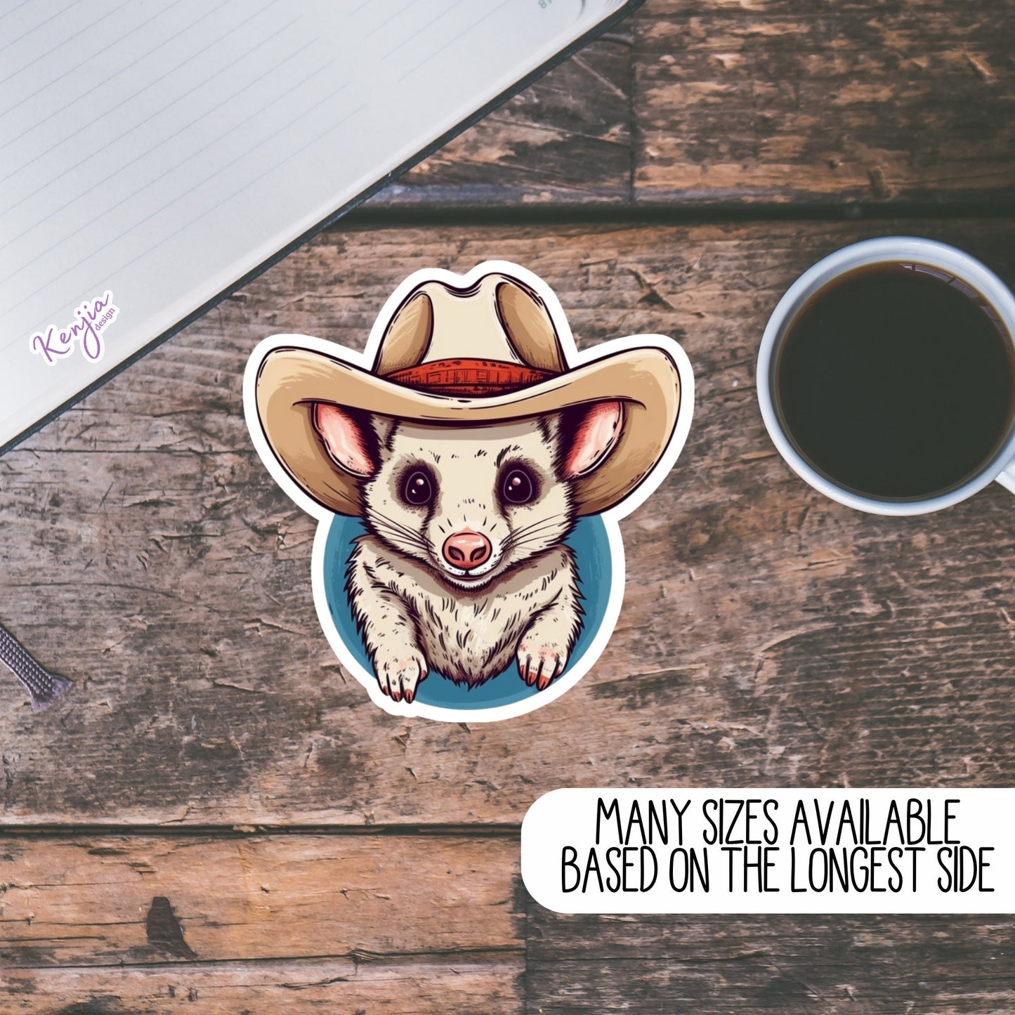 Cute Cowboy Possum Stickers and Magnet, Waterproof Vinyl Sticker gifts for Opossum lover, planner, book, laptop weird furry Sticker