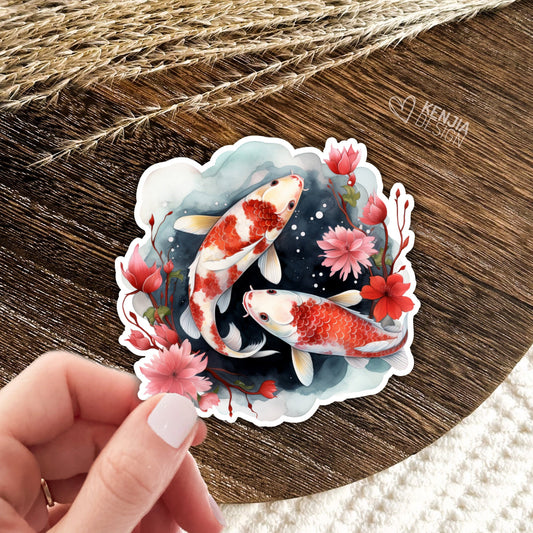 Koi Fish Stickers  / Pisces Japanese Stickers /  Japan Aesthetic Vinyl Stickers / Cute Animal Decal / Laptop and Kindle Stickers