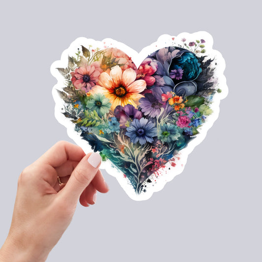 Beautiful Vintage Floral Heart, Waterproof and Dishwasher Safe Handmade cute Vinyl Sticker for gift, planner, book and laptop stickers