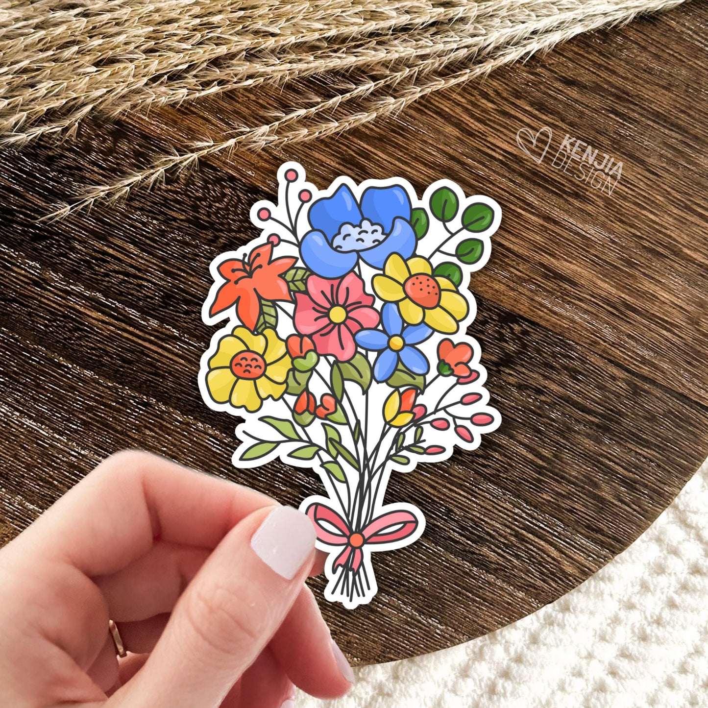 Flowers Stickers  / Flower Bouquet Sticker / Wildflowers Floral Bunch / Wild Flower Lover Gift / Laptop, Planner, Kindle Stickers