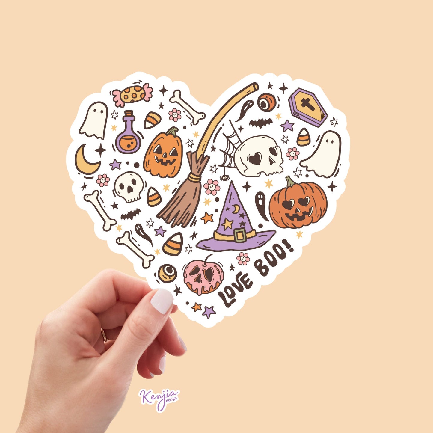 Retro Heart Halloween Sticker and Magnet, Vinyl stickers, for gift, Waterproof stickers for planner, book , laptop stickers