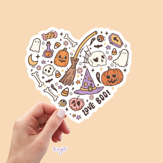 Retro Heart Halloween Sticker and Magnet, Vinyl stickers, for gift, Waterproof stickers for planner, book , laptop stickers