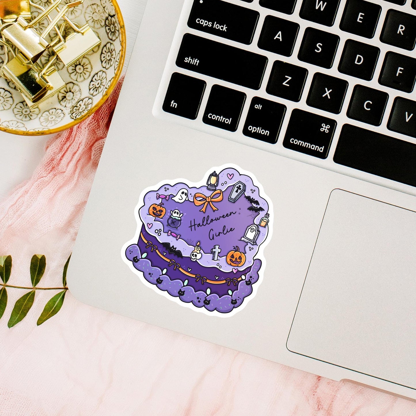 Halloween Girlie Sticker / Halloween Gift / Spooky Cute Decal / Girly Witch Aesthetic / Autumn Seasonal Vibes / Bookish Gift for Her