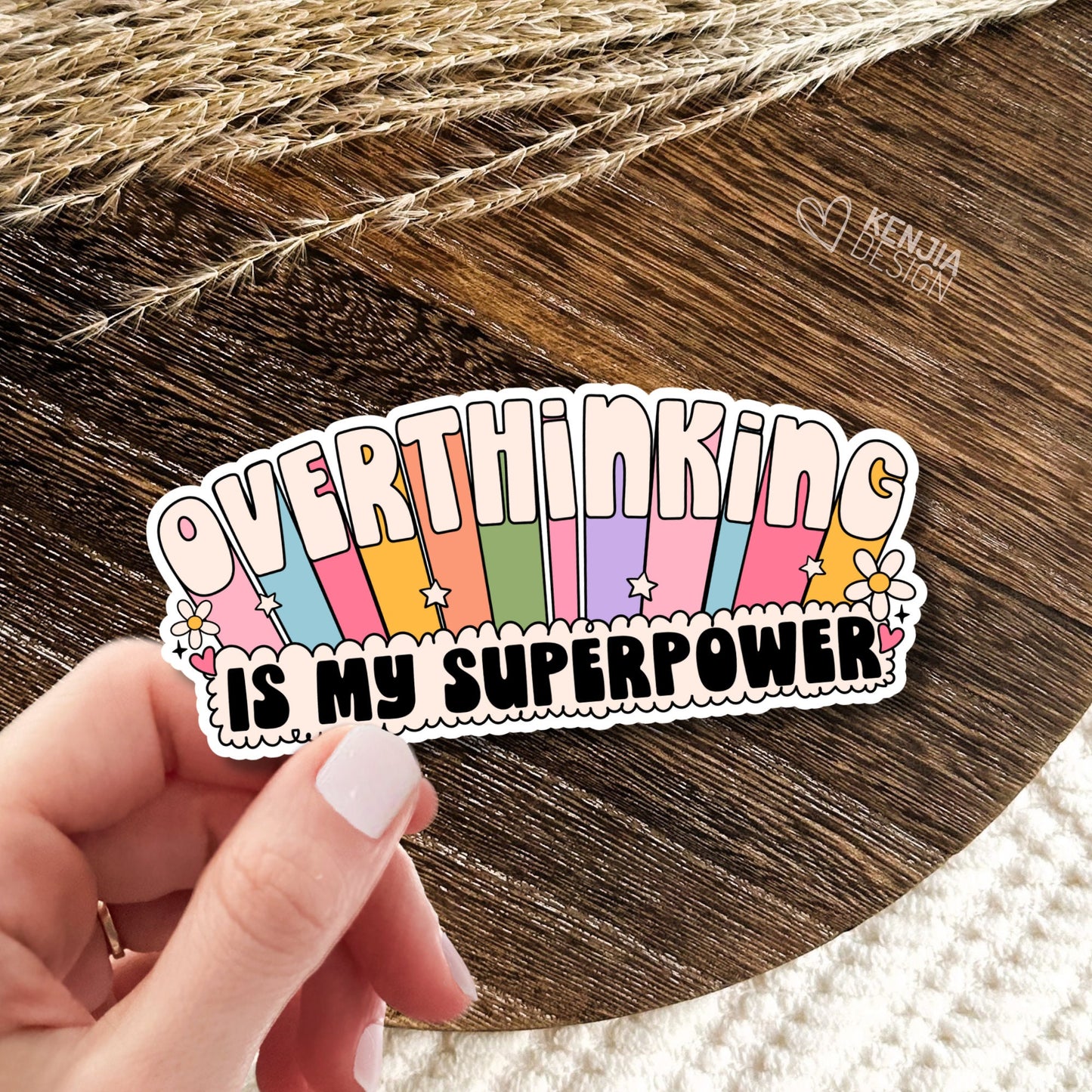Overthinking Is My Superpower Stickers  / Cute Trendy Mental Health Matters / Retro Mental Health Awareness / Anxious Overthinker