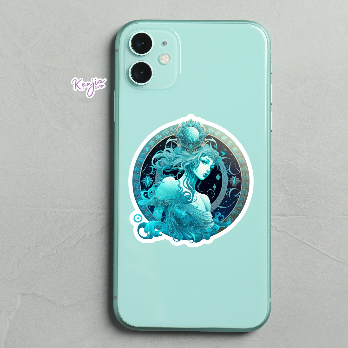 Astrology Zodiac Aquarius Sign Sticker, Waterproof and Dishwasher Safe Handmade cute Vinyl Sticker gift, planner, bumper, laptop stickers
