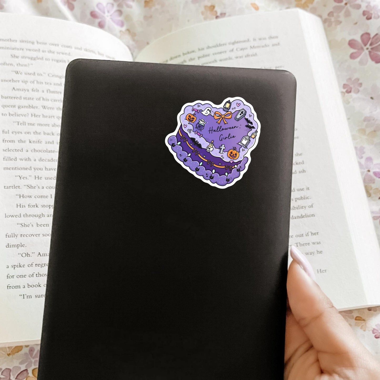 Halloween Girlie Sticker / Halloween Gift / Spooky Cute Decal / Girly Witch Aesthetic / Autumn Seasonal Vibes / Bookish Gift for Her
