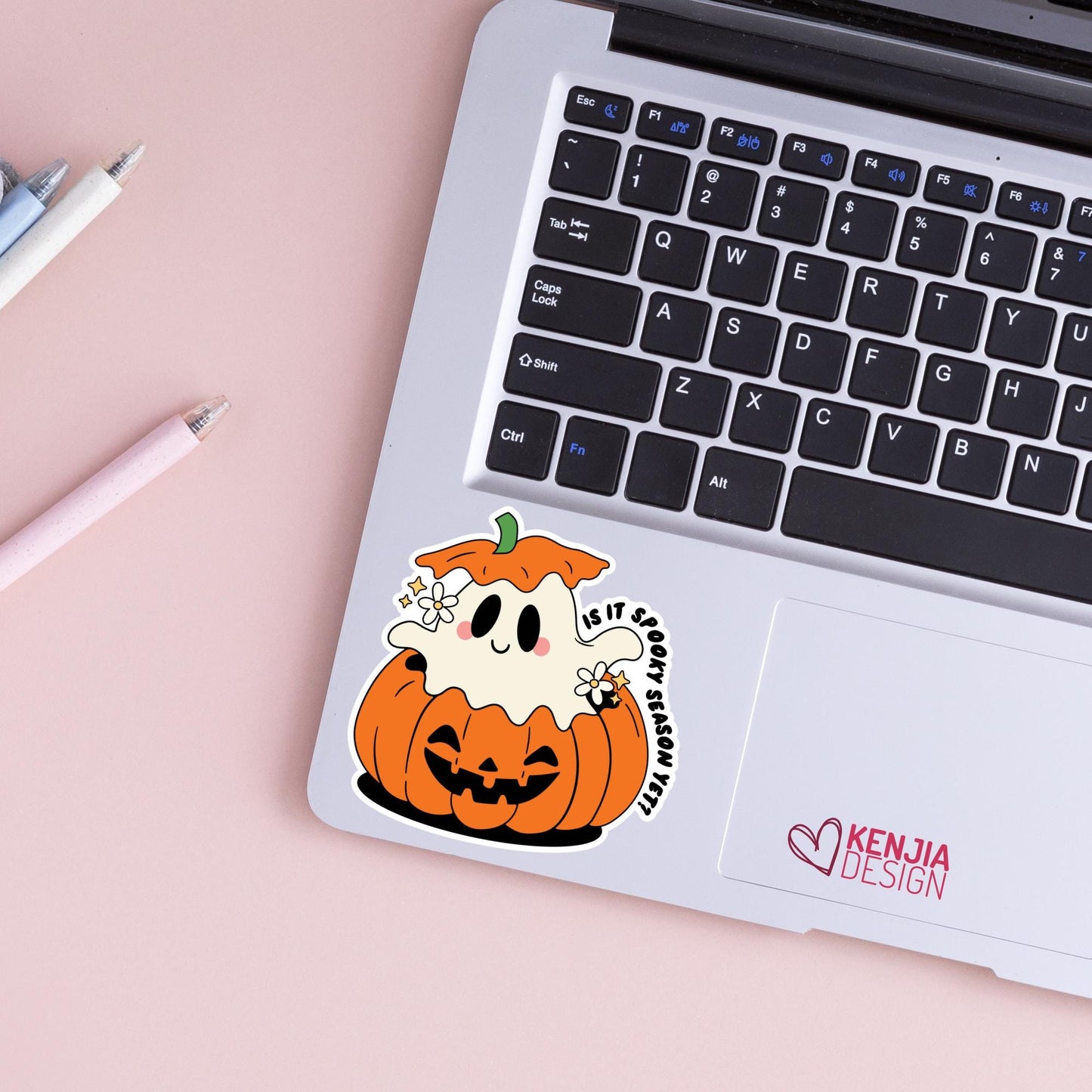 Halloween Stickers / Is It Spooky Season Yet Stickers / Ghost in Pumpkin / Cute Retro Halloween Stickers / Laptop & Kindle Stickers