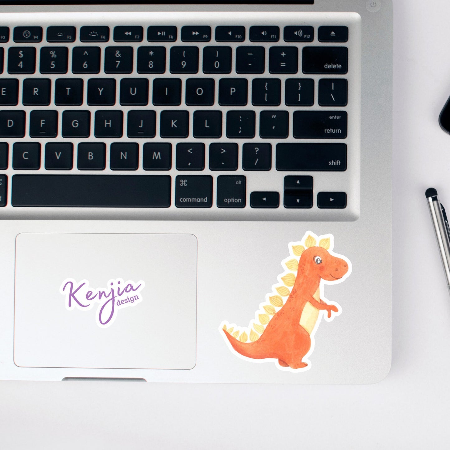 Cute Handmade Pink Dino Girl Sticker, watercolor effect, Waterproof and Dishwasher Safe Vinyl Sticker for gift, planner, book, laptop
