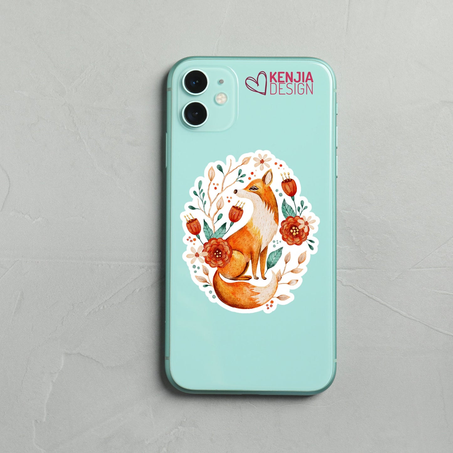 Cute Fox Stickers  with Flowers | Waterproof Sticker, Watercolor Planner Laptop Water Bottle Bumper Sticker and Fridge Magnets