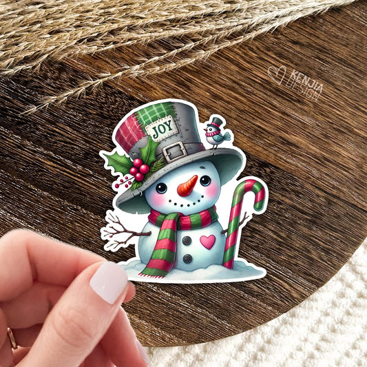 Joy Christmas Snowman Stickers / Watercolor Sticker / Cute Winter Holidays Kindle Stickers / Merry Christmas Stickers for Waterbottle