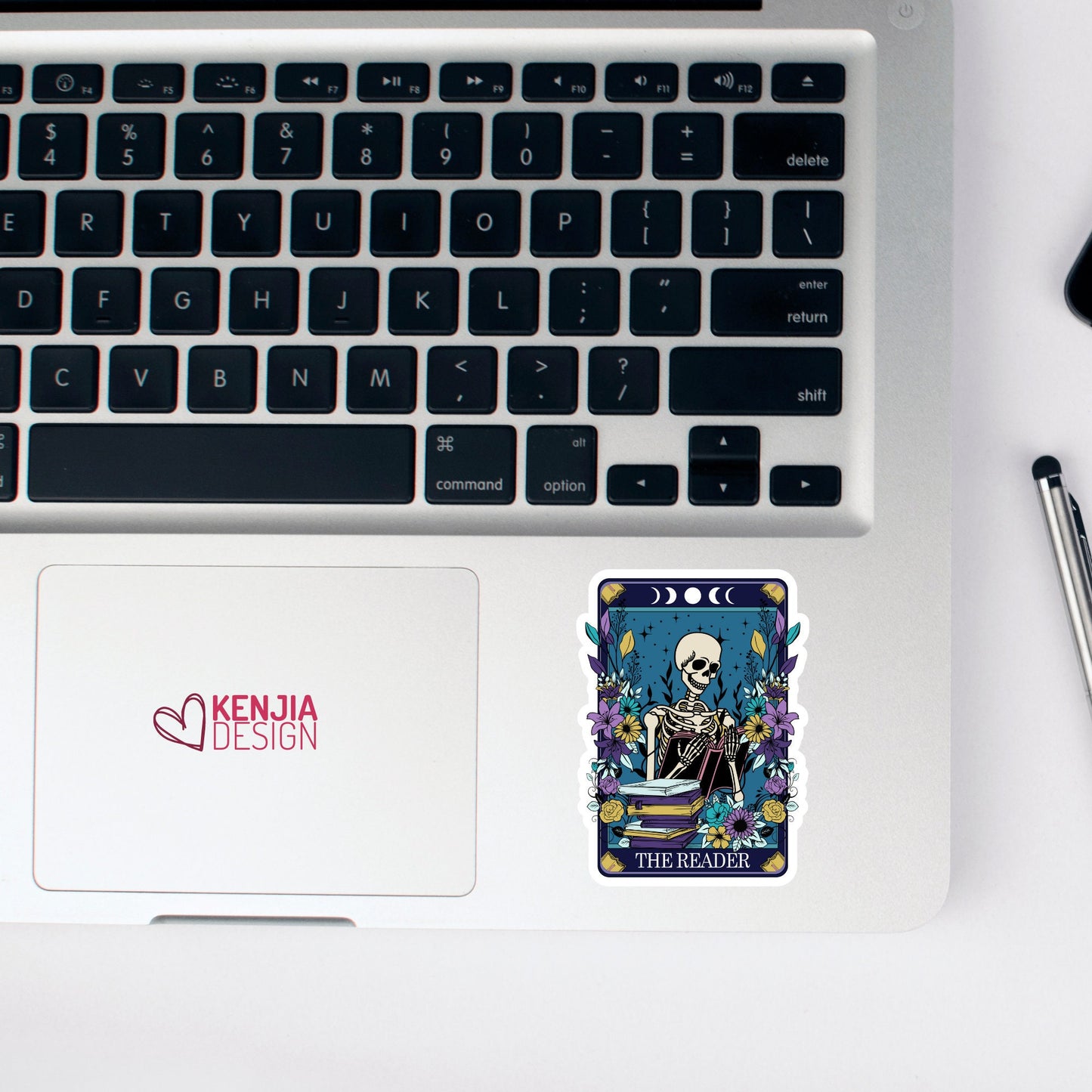 Funny Cute Skull Reading Book Stickers  Tarot Card | Waterproof Bookish Sticker, Planner Laptop Water Bottle Bumper Sticker