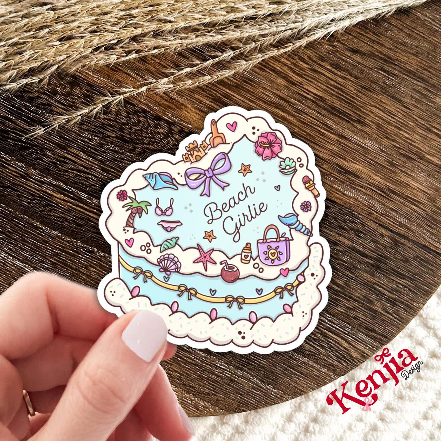 Beach Girlie / Coquette Summer Aesthetic / Tropical Sticker / Coastal / Vacation Vibes / Beach Lover Gift / Cruise Life
