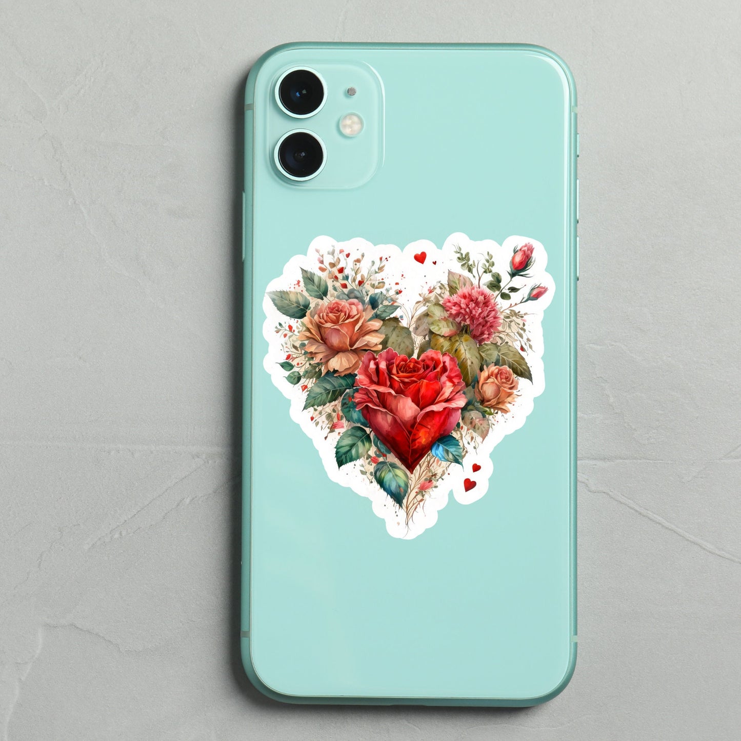 Beautiful Vintage Floral Heart, Waterproof and Dishwasher Safe Handmade cute Vinyl Sticker for gift, planner, book and laptop stickers