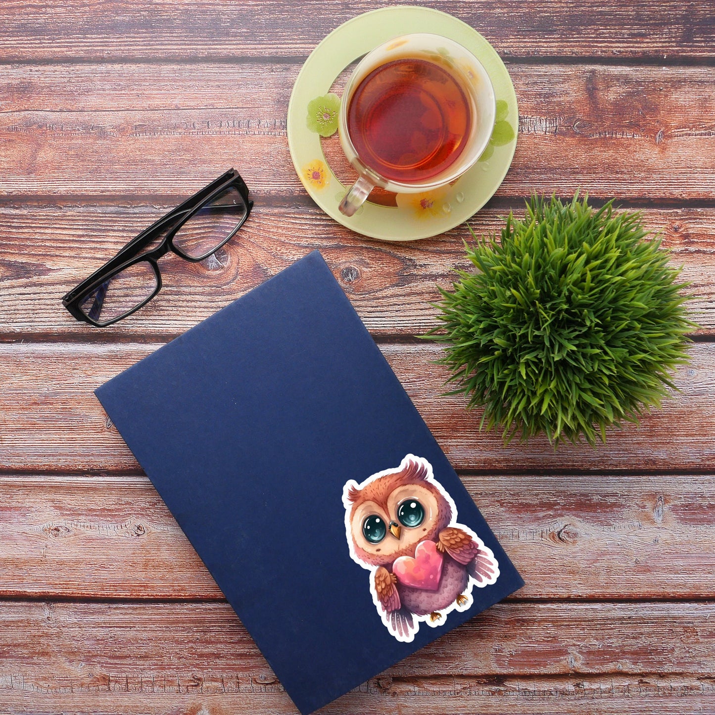 Valentine Sticker, Owl Sticker, Waterproof and Dishwasher Safe Handmade cute Vinyl Sticker for gift, planner, book and laptop stickers